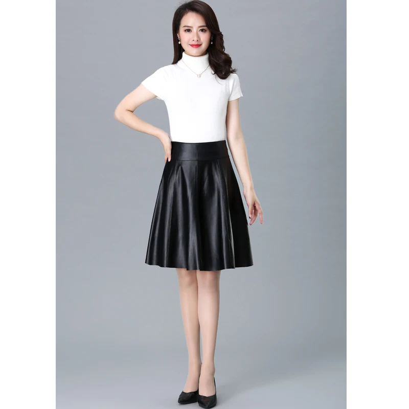 Women A-line Genuine Leather Skirts Black Genuine Sheepskin High Waist Skirts Free Shipping
Women A-line Genuine Leather Skirts Black Genuine Sheepskin High Waist Skirts Free Shipping