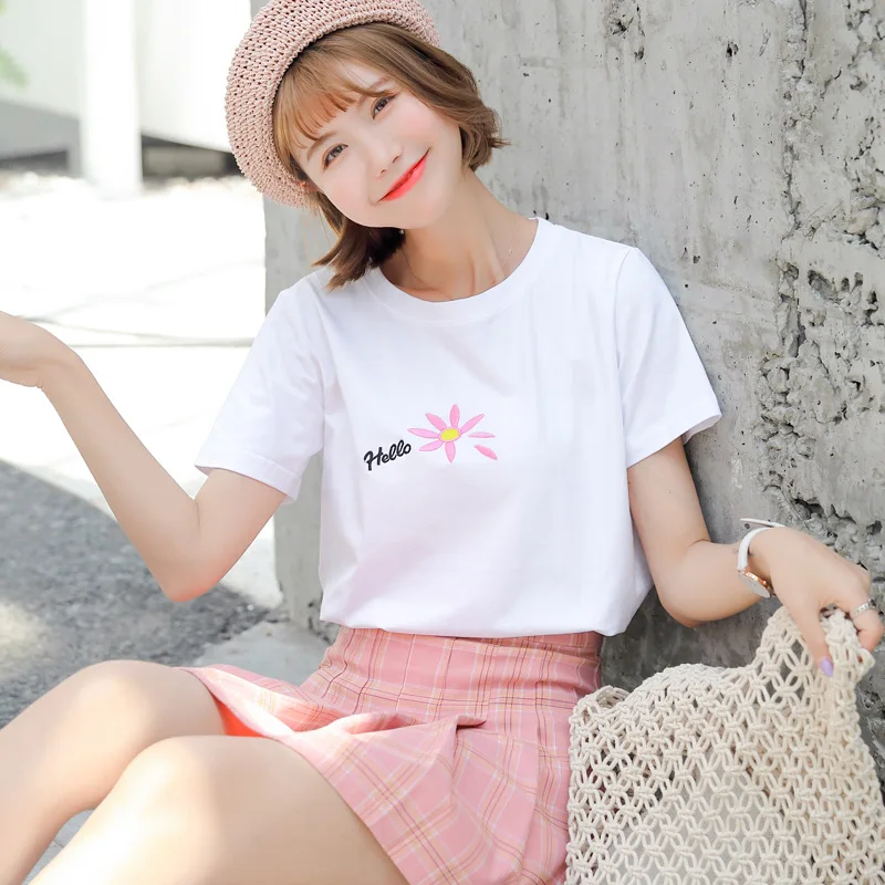 Ulzzang Harajuku Kawaii Letter Embroidery Women Tshirt Tops Summer Korean Fashion Sweet Loose Schoolgirl T Shirt Tops K'144
Ulzzang Harajuku Kawaii Letter Embroidery Women Tshirt Tops Summer Korean Fashion Sweet Loose Schoolgirl T Shirt Tops K'144