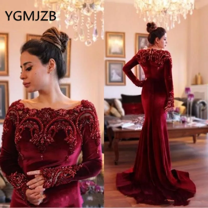 Long Sleeves Muslim Evening Dresses 2019 Mermaid Pearls Lace Velvet Dubai Saudi Arabic Women Formal Prom Gown Party Dress
Long Sleeves Muslim Evening Dresses 2019 Mermaid Pearls Lace Velvet Dubai Saudi Arabic Women Formal Prom Gown Party Dress
