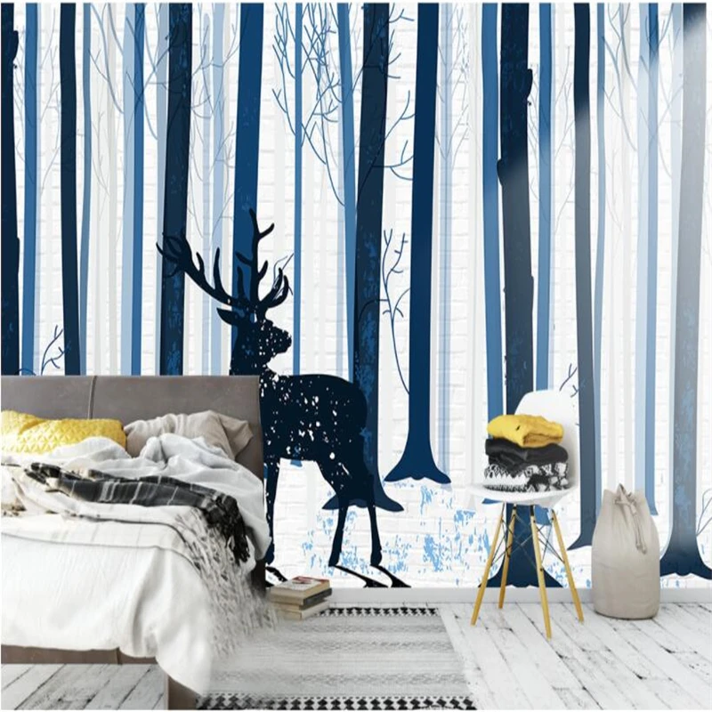 beibehang Custom 3d wallpapers Nordic forest hand painted elk mural background wall decoration
beibehang Custom 3d wallpapers Nordic forest hand painted elk mural background wall decoration