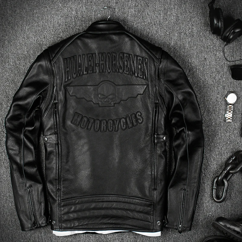 Men's Genuine Leather Jackets Stand Collar Overcoat Slim Skull Pattern Motorcycle Jacket Biker Jacket Mens Thick Warm Coat 3XL
Men's Genuine Leather Jackets Stand Collar Overcoat Slim Skull Pattern Motorcycle Jacket Biker Jacket Mens Thick Warm Coat 3XL