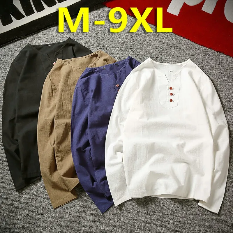 Top Linen men big v-neck t shirt Chinese style fat guy plus size men's Casual long-sleeve large T-shirt 9XL 10xl chest 162 cm
Top Linen men big v-neck t shirt Chinese style fat guy plus size men's Casual long-sleeve large T-shirt 9XL 10xl chest 162 cm