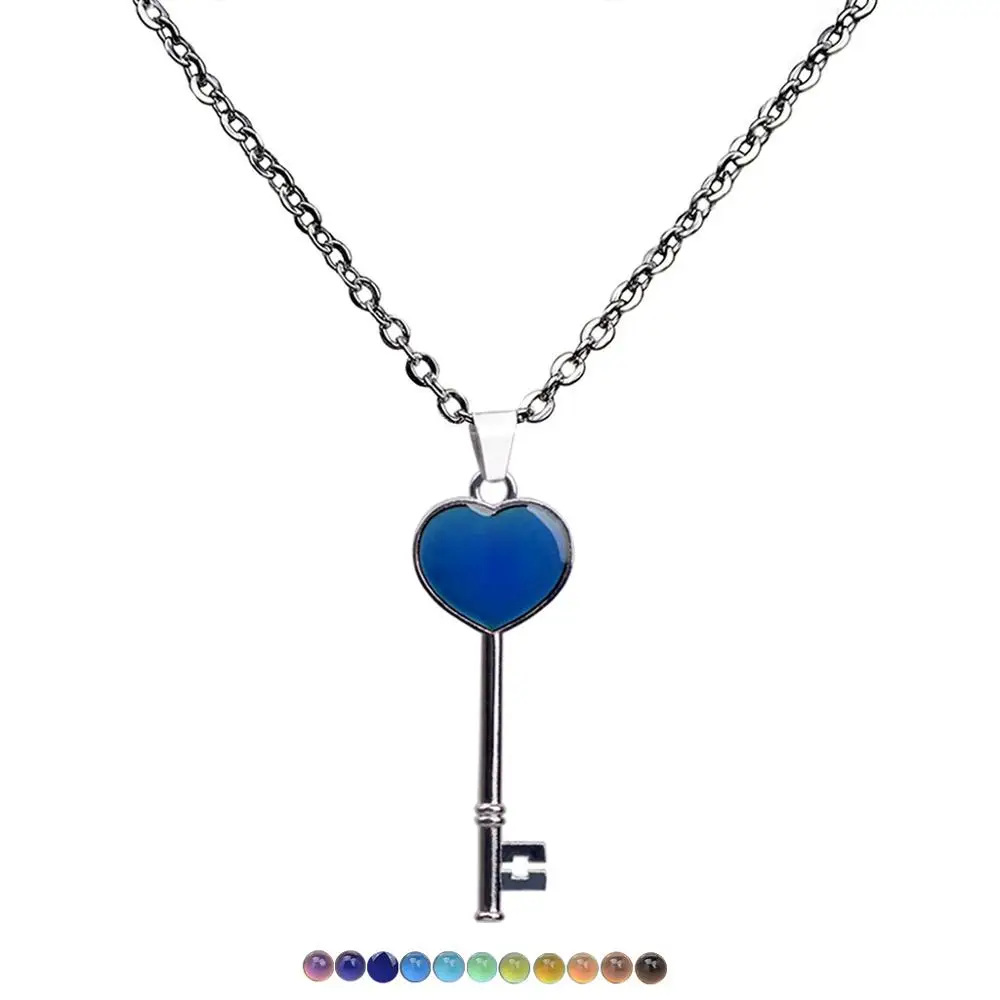 JUCHAO Mood Necklaces Peach Heart Key Pendant Necklace Stainless Steel Chain Temperature Control for Color Change Jewelry Women
JUCHAO Mood Necklaces Peach Heart Key Pendant Necklace Stainless Steel Chain Temperature Control for Color Change Jewelry Women