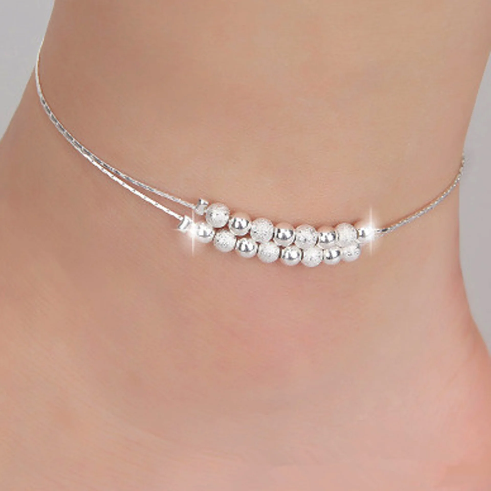 Simple Double-deck Bead Anklets for Women Silver Plated Extended Link Chain foot Jewelry Gift For Girls Drop Shipping
Simple Double-deck Bead Anklets for Women Silver Plated Extended Link Chain foot Jewelry Gift For Girls Drop Shipping