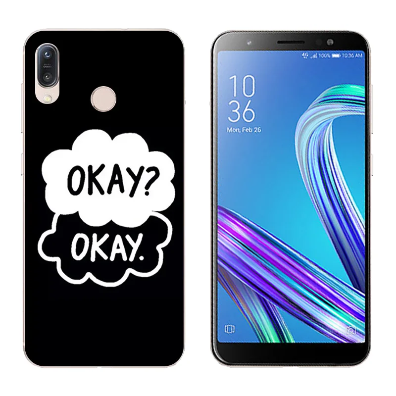 Для Asus Zenfone Max M1 ZB555KL мягкий чехол для телефона из ТПУ с принтом черных букв 5 дюймов