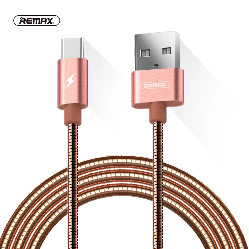 Металлический пружинный USB кабель Remax Type C для синхронизации данных и быстрой