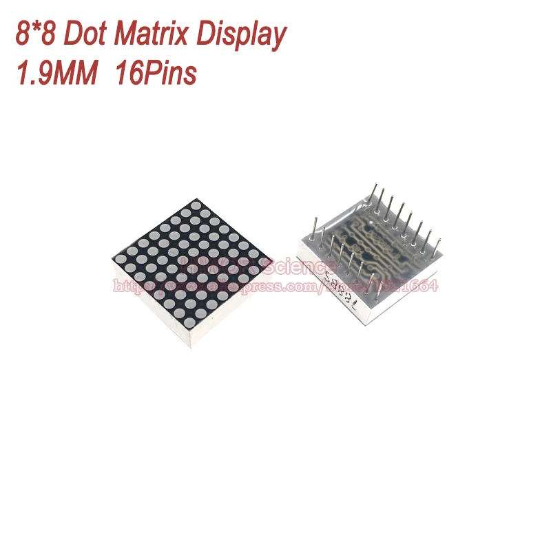 (5 шт./лот) 8x8 8*8 Красный 1 9 мм точечный матричный дисплей общий анод 16 контактов