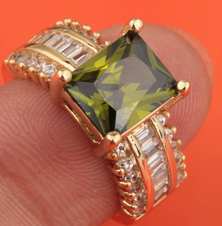 Adorable Green Olive Peridot White Zircon Gold Filled Jewelry Ring US# Size 6 / 7 / 8 / 9 S1880
Adorable Green Olive Peridot White Zircon Gold Filled Jewelry Ring US# Size 6 / 7 / 8 / 9 S1880