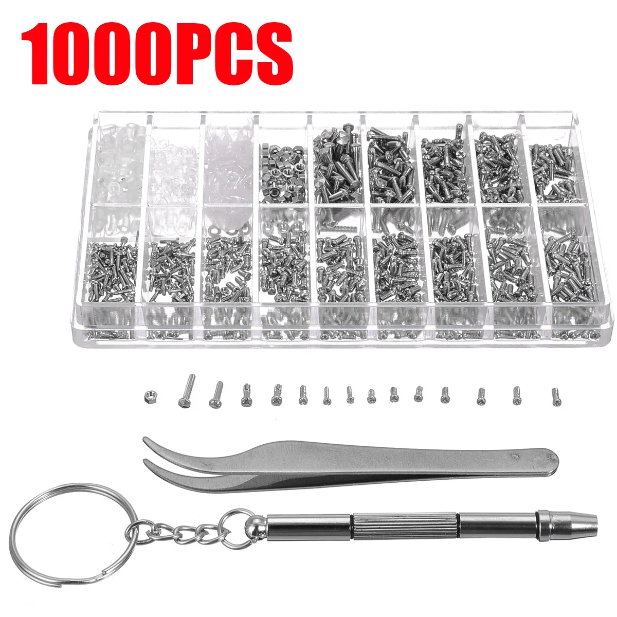 1000pc/set Assorted Screws Screwdriver Set For Sunglasses Eye Glasses Repair Tools Kits Flat Head Phillips Star Nut Screwdriver
1000pc/set Assorted Screws Screwdriver Set For Sunglasses Eye Glasses Repair Tools Kits Flat Head Phillips Star Nut Screwdriver