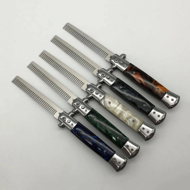 Pro Automatic Foldable Knife Comb Hair Trimmer butterfly Mens Pocket Comb stainless steel spring jump Brush Salon Beauty Tool
Pro Automatic Foldable Knife Comb Hair Trimmer butterfly Mens Pocket Comb stainless steel spring jump Brush Salon Beauty Tool