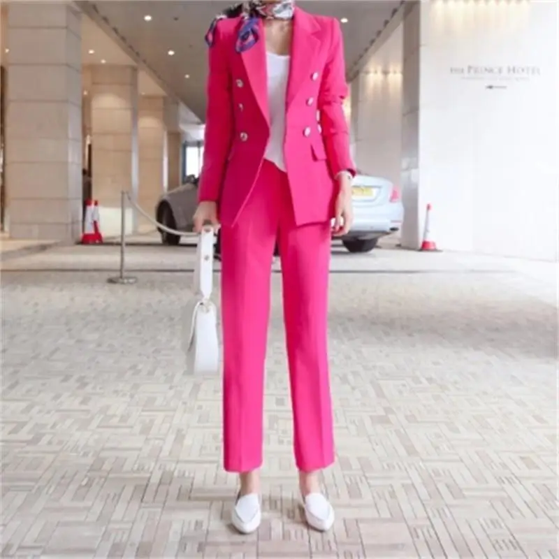 Rose Red Pant suit women New Fashion professional suit suit female rose red long double-breasted suit + pants two-piece
Rose Red Pant suit women New Fashion professional suit suit female rose red long double-breasted suit + pants two-piece