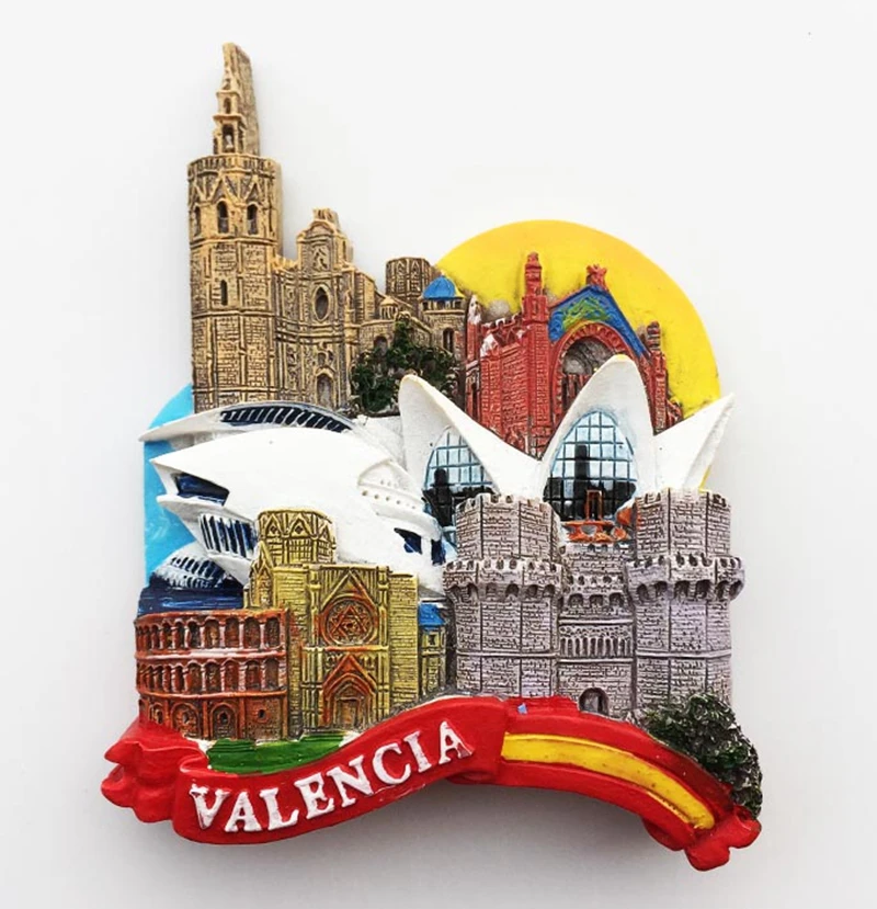 

New Handmade Painted Valencia, Spain 3D Fridge Magnets Tourism Souvenirs Refrigerator Magnetic Stickers Gift