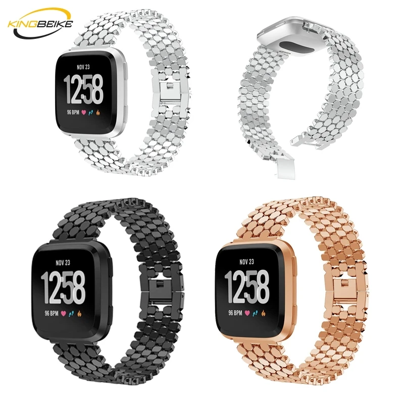 3 цвета из нержавеющей стали ремешок для Fitbit Versa Металлический Ремень Замена