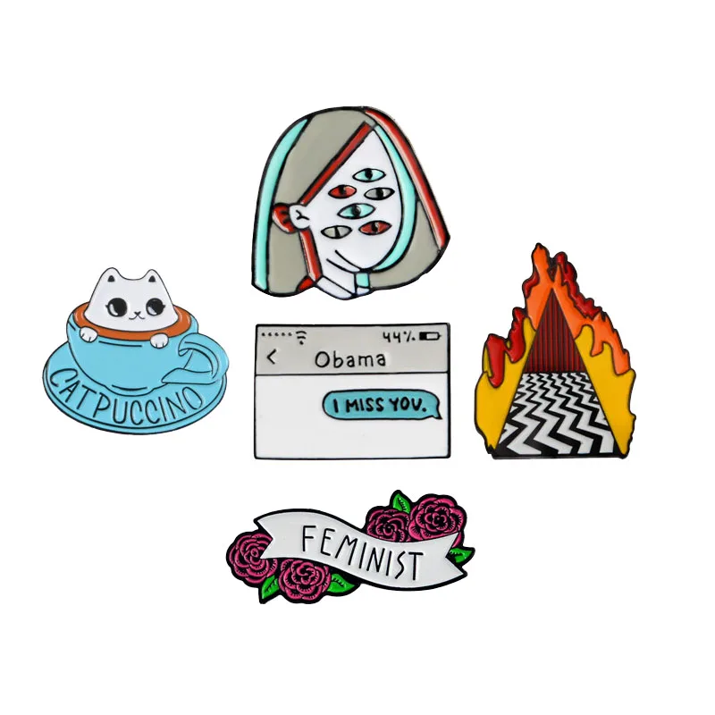 Rose pin" Feminist "Twin Peaks Obama text Message Arachne Kitten cat Enamel pin Button Badge Lapel brooch Fashion Gifts
Rose pin" Feminist "Twin Peaks Obama text Message Arachne Kitten cat Enamel pin Button Badge Lapel brooch Fashion Gifts