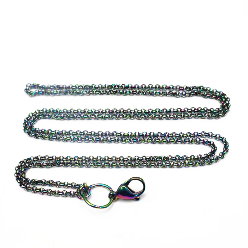 

Hot Selling 10pcs/lot 32 Inches Stainless Steel Rainbow Rolo Chains Floating Locket Chains Necklace Chain DIY Jewelry