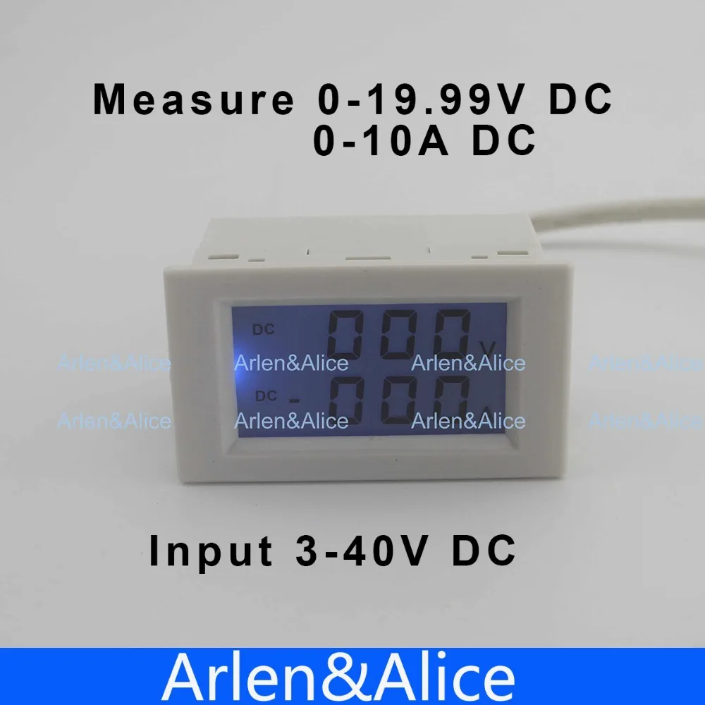 LCD display DC Voltage and current meter voltmeter ammeter range DC 0-19.99V 0-10A Blue backlight DC 3~40 Input
LCD display DC Voltage and current meter voltmeter ammeter range DC 0-19.99V 0-10A Blue backlight DC 3~40 Input