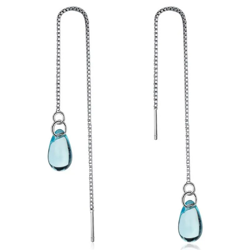 New Creative Temperament Long Ear Line Silver Plated Jewelry Blue Crystal Drop Shaped Exquisite Dangle Earrings XZE217
New Creative Temperament Long Ear Line Silver Plated Jewelry Blue Crystal Drop Shaped Exquisite Dangle Earrings XZE217