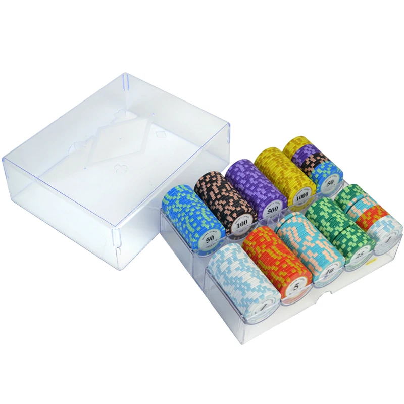 200PCS Las Vegas Clay Poker Chips Sets with Box Clay/Ceramic Poker Chips Sets Hold'em Pokers Poker Chips with Acrylic tray