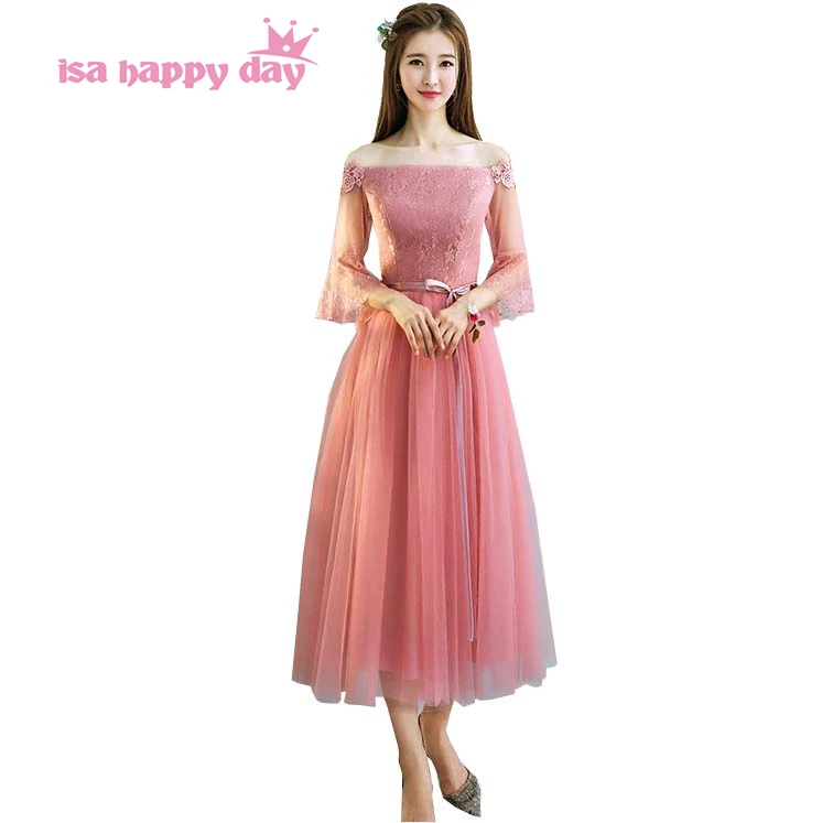formal blush bridesmaid lace bridesmaids tea length dress brides maid girls' half sleeve ball gown dresses tulle 2020 H4168
formal blush bridesmaid lace bridesmaids tea length dress brides maid girls' half sleeve ball gown dresses tulle 2020 H4168