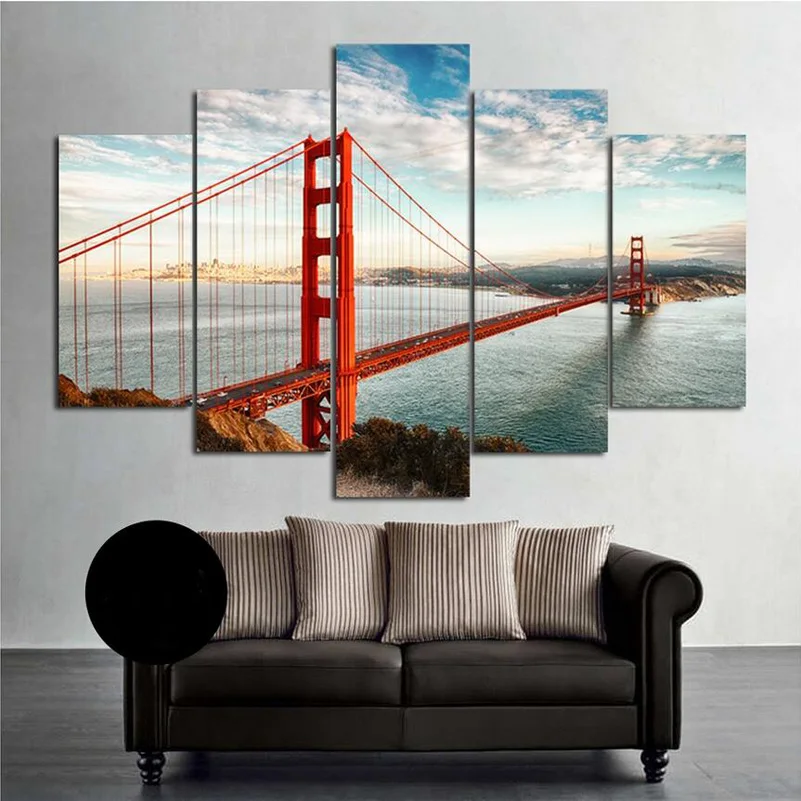 5 pieces Mordern wall picture canvas painting golden bridge photo print decoration landscape art for livingroom unframed panels
5 pieces Mordern wall picture canvas painting golden bridge photo print decoration landscape art for livingroom unframed panels