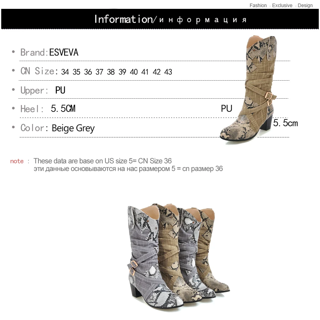 ESVEVA 2020 Women Boots Mid-calf Boots Round Toe Zipper Square Med Heels Western Style Platform Autumn Shoes Boots Size 34-43
ESVEVA 2020 Women Boots Mid-calf Boots Round Toe Zipper Square Med Heels Western Style Platform Autumn Shoes Boots Size 34-43
