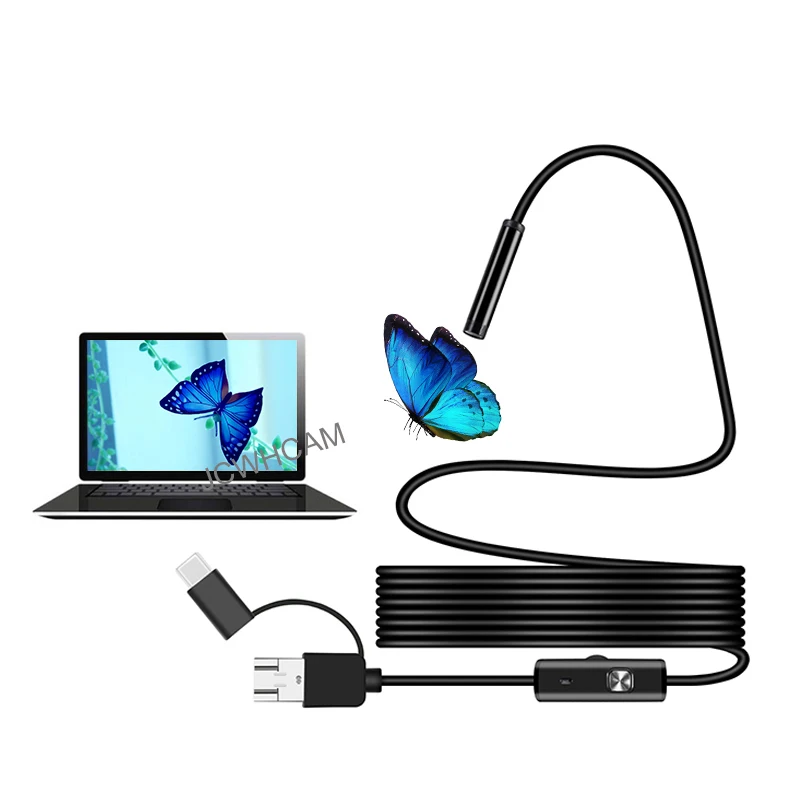 Эндоскоп с объективом 5 5/8 мм 1200P USB эндоскоп для телефона Android камера Бороскоп