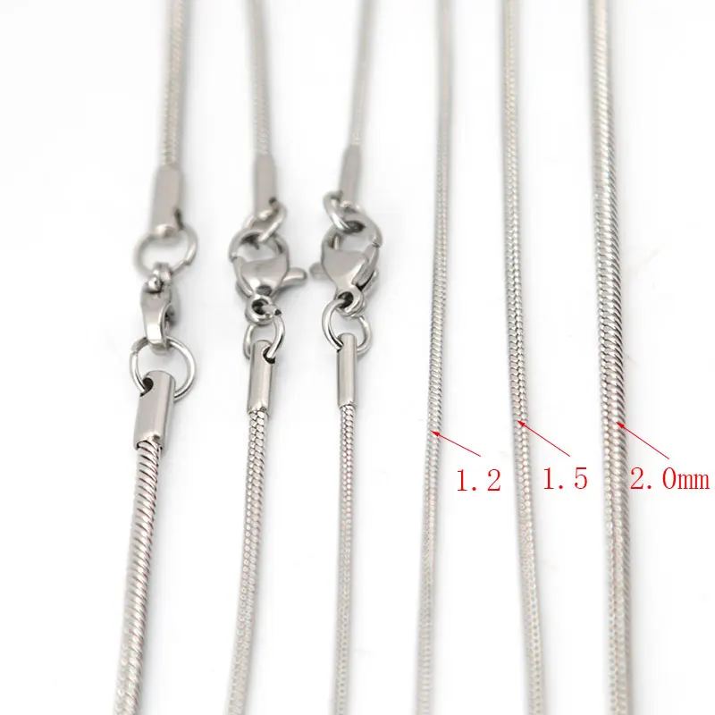 10pcs Popular jewelry 20'' 1.2mm 1.5mm 2.0mm Silver 316 Stainless Steel snake Necklace Chain
10pcs Popular jewelry 20'' 1.2mm 1.5mm 2.0mm Silver 316 Stainless Steel snake Necklace Chain