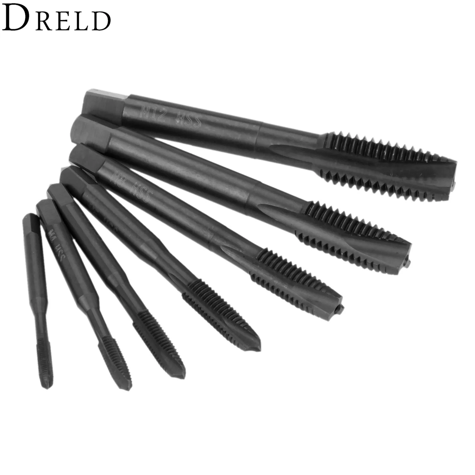 DRELD 7Pcs M3-M12 Nitride HSS Spiral Pointed Tap High Speed Steel Machine Hand Screw Thread Tap Drill Bits M3/M4/M5/M6/M8//M12
DRELD 7Pcs M3-M12 Nitride HSS Spiral Pointed Tap High Speed Steel Machine Hand Screw Thread Tap Drill Bits M3/M4/M5/M6/M8//M12