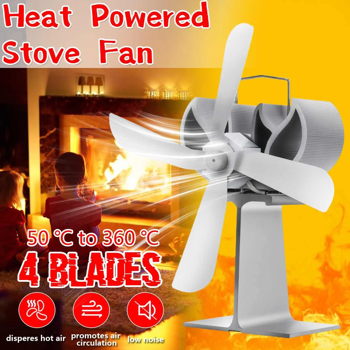 White Stove Fan 4 Blade Fireplace Fan Heat Powered komin Wood Burner Eco Fan Friendly Quiet Home Efficient Heat Distribution
White Stove Fan 4 Blade Fireplace Fan Heat Powered komin Wood Burner Eco Fan Friendly Quiet Home Efficient Heat Distribution