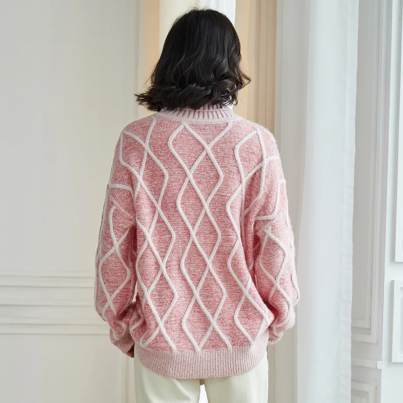 Pink Knitting Sweater Women New Fashion Winter Pullovers Turtleneck Thick Knitted Sweaters Loose Women Top Femme Pull
Pink Knitting Sweater Women New Fashion Winter Pullovers Turtleneck Thick Knitted Sweaters Loose Women Top Femme Pull