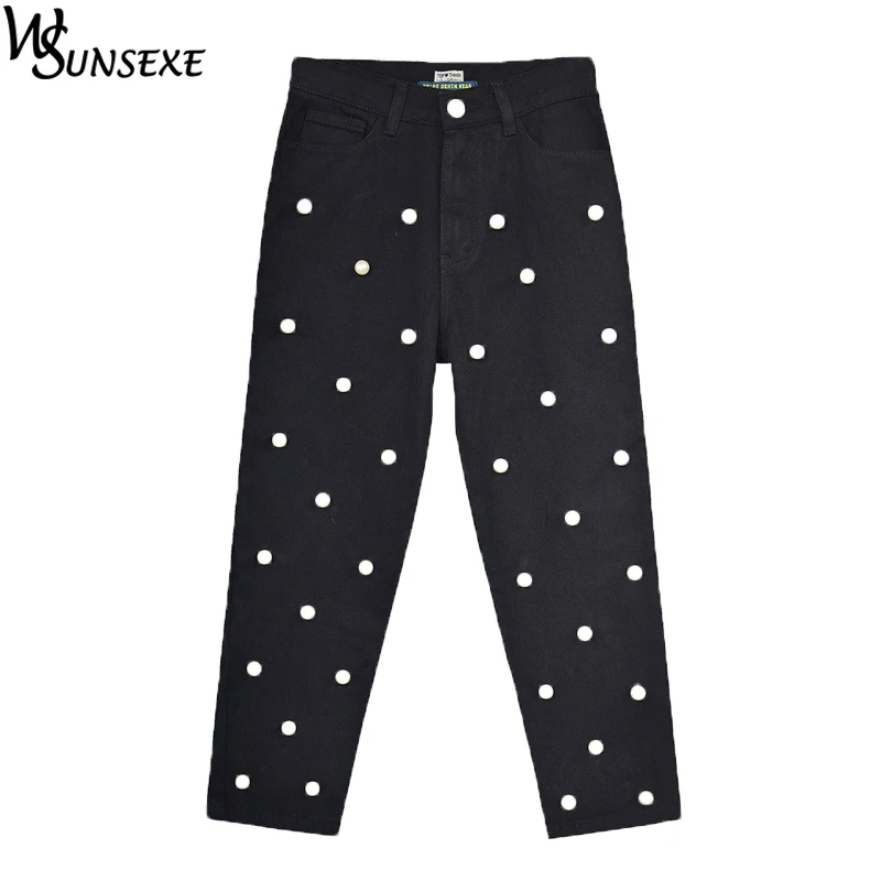 Fashion Pearl Denim Jeans Women Black Straight Calf Length Loose Wide Legged Pants 2017 Autumn Femme Trousers High Waist Cowboy
Fashion Pearl Denim Jeans Women Black Straight Calf Length Loose Wide Legged Pants 2017 Autumn Femme Trousers High Waist Cowboy