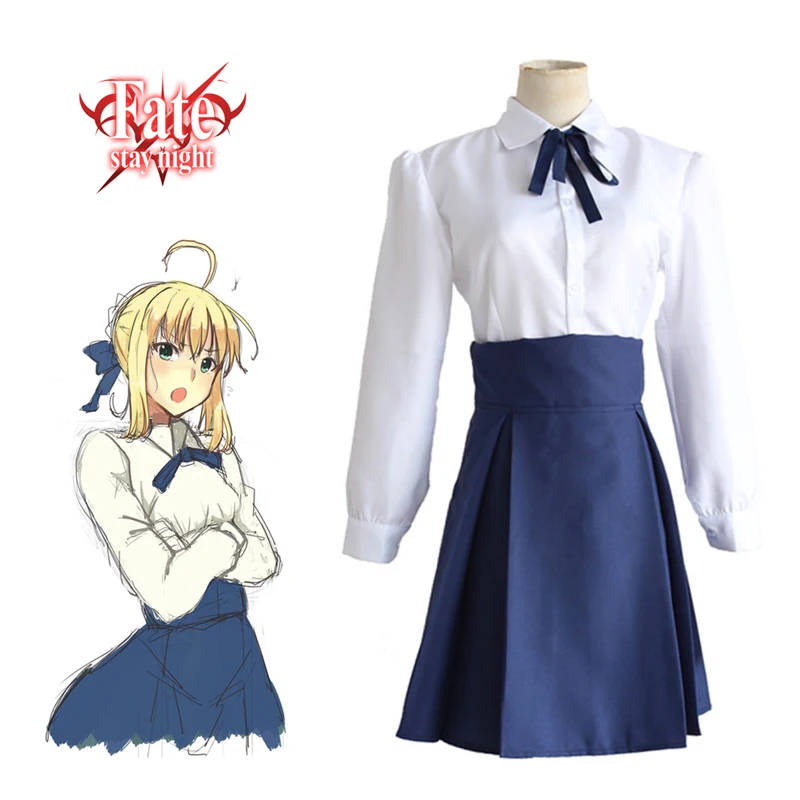 Костюм саблей для косплея Fate Stay Night костюм топ и юбка японский аниме костюм на Хэллоуин белый и синий
Костюм саблей для косплея Fate Stay Night костюм топ и юбка японский аниме костюм на Хэллоуин белый и синий