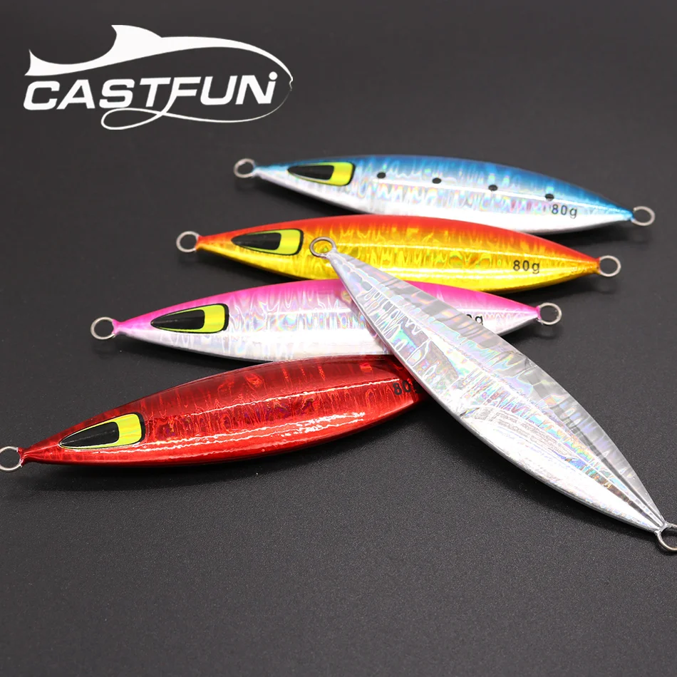 

CASTFUN Slow Jig Saltwater Slow Jigging Lure Metal Jig Fishing Lure Pitch Jig Artificial Baits Hard Baits 20g 40g 60g 5pcs/lot