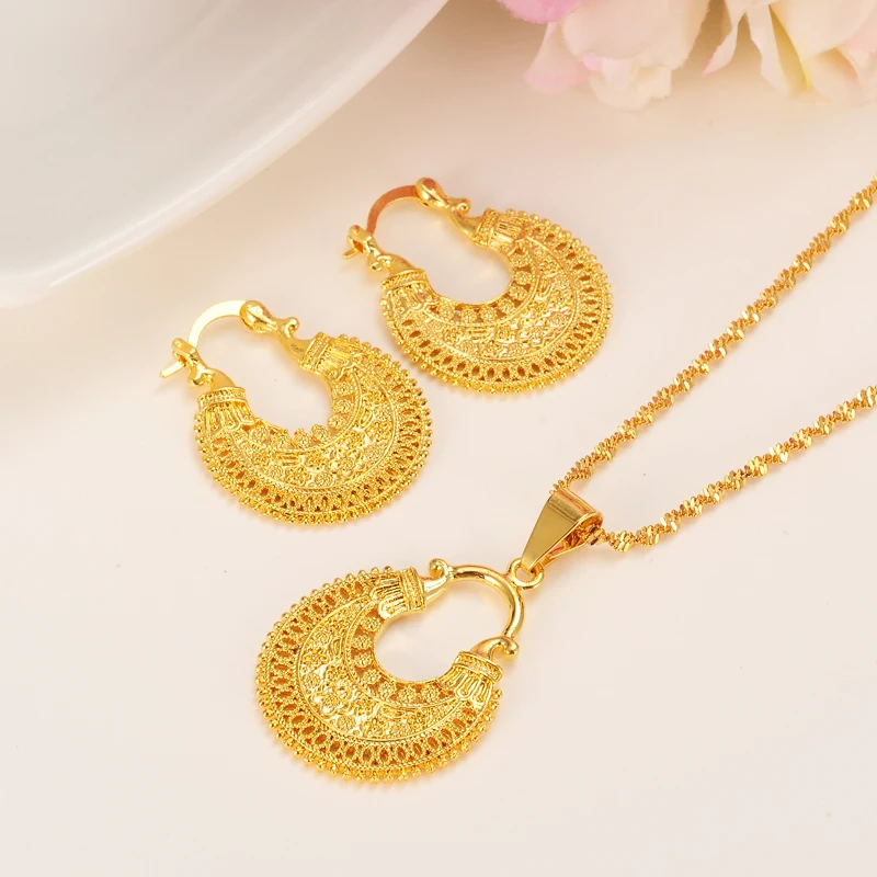 New Fashion Ethiopian Jewelry Set Pendant Necklace & Earring Fashion dubai Design Gold Nigeria wedding bridal set charms gift
New Fashion Ethiopian Jewelry Set Pendant Necklace & Earring Fashion dubai Design Gold Nigeria wedding bridal set charms gift