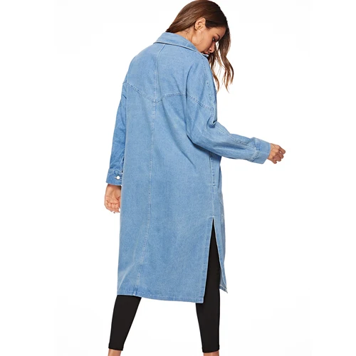 American Style Loose Denim Trench Coat Long Sleeve Women Trench Coat Open Side Split Plus Size Long Coat Spring
American Style Loose Denim Trench Coat Long Sleeve Women Trench Coat Open Side Split Plus Size Long Coat Spring