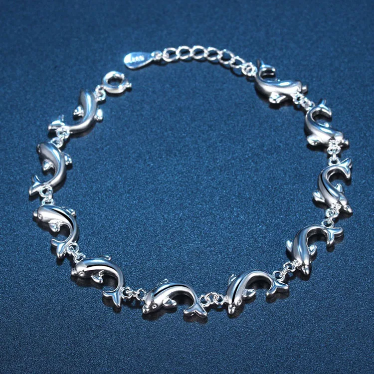 Pure Cute Dolphin Silver Color Bracelet Size 16+5cm Charming Fashion Jewelry High Quality
Pure Cute Dolphin Silver Color Bracelet Size 16+5cm Charming Fashion Jewelry High Quality