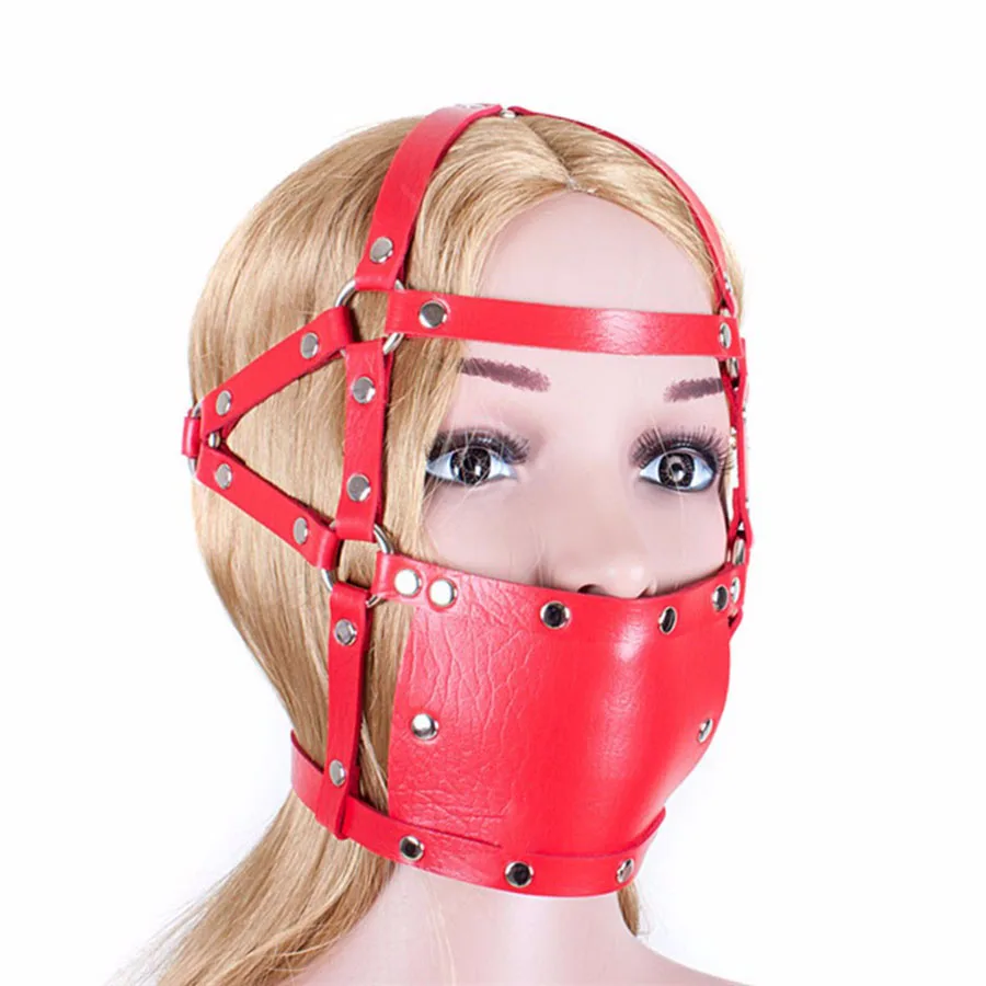 Leather Head Face Mask Muzzle BDSM Restraint Bondage Gag Harness Strap Party Cosplay Role Play Costume |