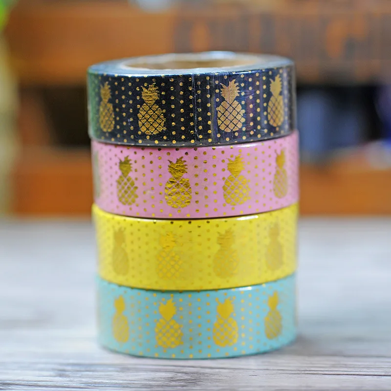 Foil Pineapple Printing Washi Tape Kawaii Gold Decorative Tapes Scrapbook Tools Cute Paper Crafts Washi Paper Adhesive 
Foil Pineapple Printing Washi Tape Kawaii Gold Decorative Tapes Scrapbook Tools Cute Paper Crafts Washi Paper Adhesive