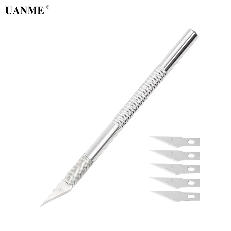 UANME 1Piece Metal Scalpel Knife With 6 pcs Blades Graver Mobile Phone Laptop PCB DIY Repair Hand Tools
UANME 1Piece Metal Scalpel Knife With 6 pcs Blades Graver Mobile Phone Laptop PCB DIY Repair Hand Tools