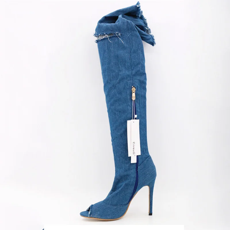 EISWELT 2017 Fashion Sexy Women Cool Boots Super High Heel Denim Holes Shoes Fish Mouth Luxury Brand Shoes Size 35-40#ELQ132
EISWELT 2017 Fashion Sexy Women Cool Boots Super High Heel Denim Holes Shoes Fish Mouth Luxury Brand Shoes Size 35-40#ELQ132
