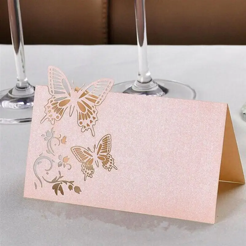 BESTOYARD 50PCS Hollow Butterfly Style Wedding Laser Cut Decor Pink Table Cards Place Setting Name Card For Wine Glass
BESTOYARD 50PCS Hollow Butterfly Style Wedding Laser Cut Decor Pink Table Cards Place Setting Name Card For Wine Glass