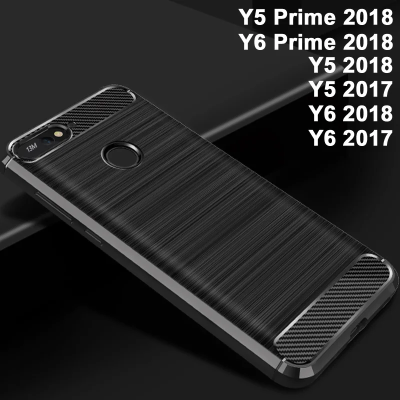 Чехол для Huawei Y6 Prime 2018 чехол Y5 prime из углеродного волокна Y6/Y5 2017 чехол|Бамперы| |