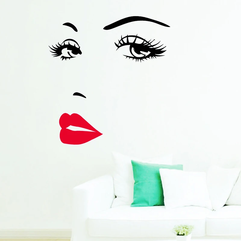 Фото Самоклеящиеся привлекательные глаза Одри Хепбёрн и красные губы - купить