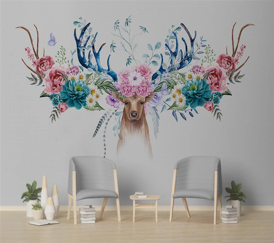 Beibehang Custom wallpaper home decor hand drawn floral deer background murals living room bedroom tv background 3d wallpaper
Beibehang Custom wallpaper home decor hand drawn floral deer background murals living room bedroom tv background 3d wallpaper