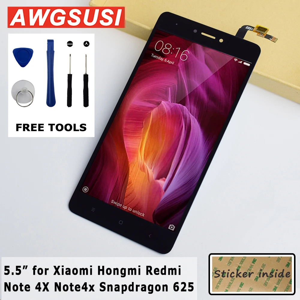 ЖК дисплей + Бесплатные инструменты для Xiaomi Hongmi Redmi Note 4X Note4x сенсорная панель в