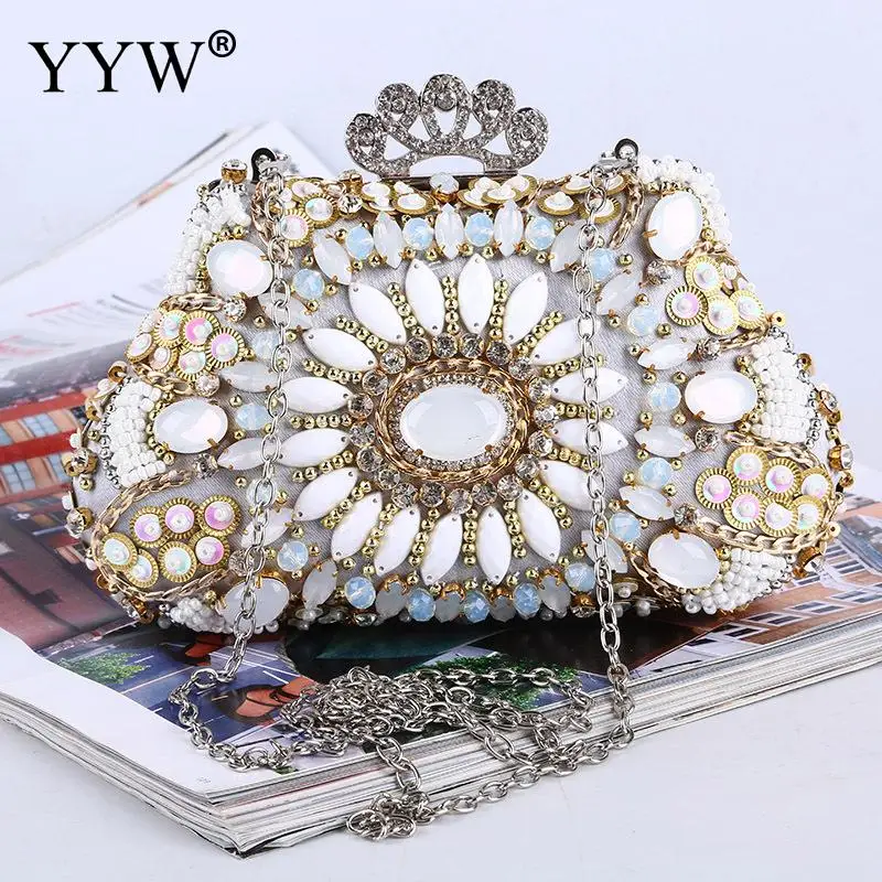 Fashion High Quality Evening Party Clutch Purse Bag Women Jewelry With Chain Shoulder Bags With Rhinestone Flower Shape White
Fashion High Quality Evening Party Clutch Purse Bag Women Jewelry With Chain Shoulder Bags With Rhinestone Flower Shape White