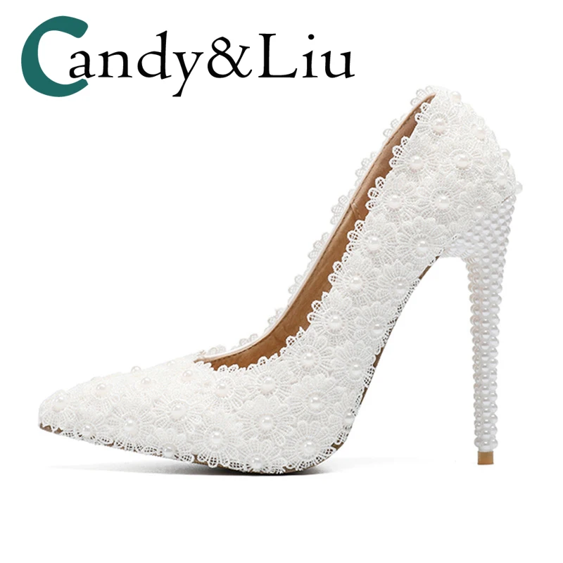 White Lace Wedding Shoes Super High Heels Pearl Beaded Thin Heel Pointed Toe Slip-on Women Pumps for Party Banquet Concert
White Lace Wedding Shoes Super High Heels Pearl Beaded Thin Heel Pointed Toe Slip-on Women Pumps for Party Banquet Concert