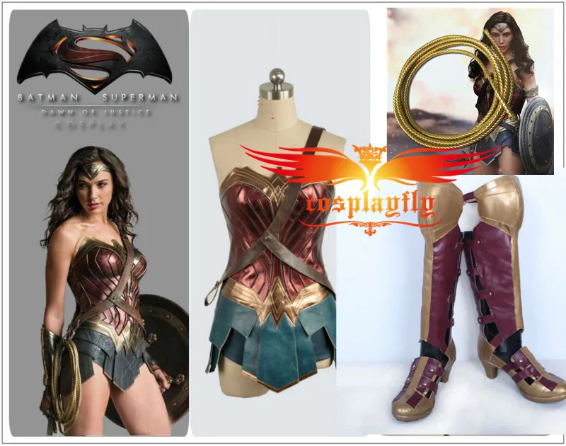 Бэтмен против Супермена: Dawn of Justice Wonder Woman карнавальный костюм с ботинками полный