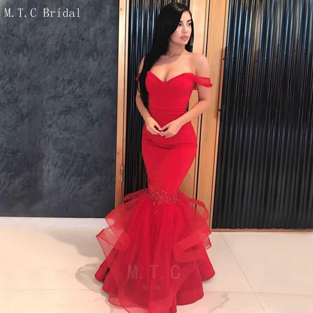 Mermaid Red Dress Evening Arabic 2019 New Arrival Off The Shoulder Elastic Satin Tulle Long Prom Gown High Quality Party Dresses
Mermaid Red Dress Evening Arabic 2019 New Arrival Off The Shoulder Elastic Satin Tulle Long Prom Gown High Quality Party Dresses