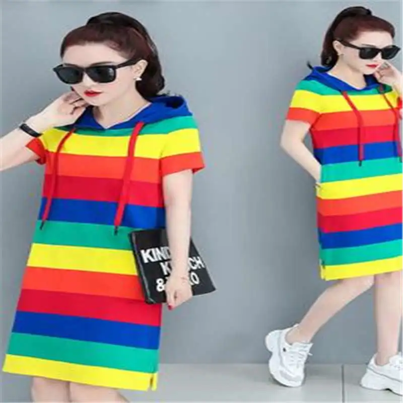 2019 new wave spring fashion loose rainbow wide stripe long shirt short-sleeved summer fashion dress DW7
2019 new wave spring fashion loose rainbow wide stripe long shirt short-sleeved summer fashion dress DW7